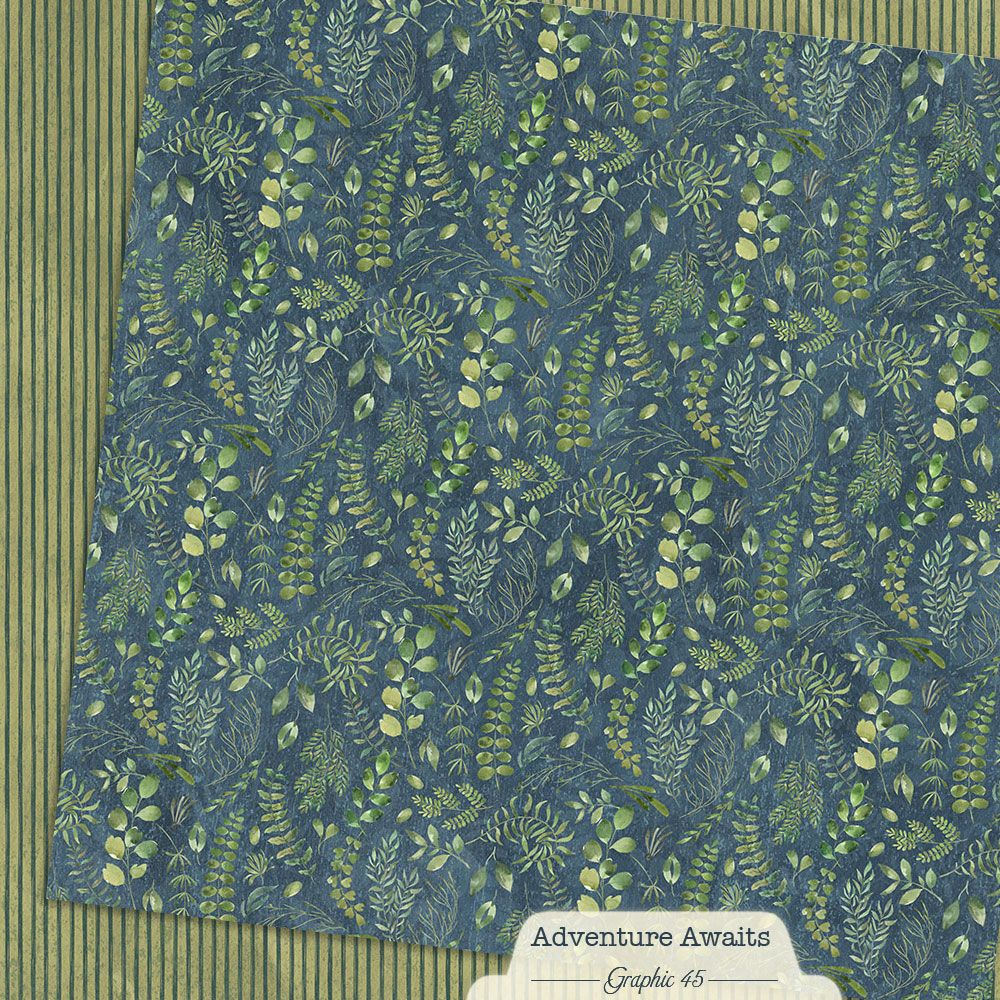 Graphic 45 - Adventure Awaits - Floral Fern - 12 x 12"