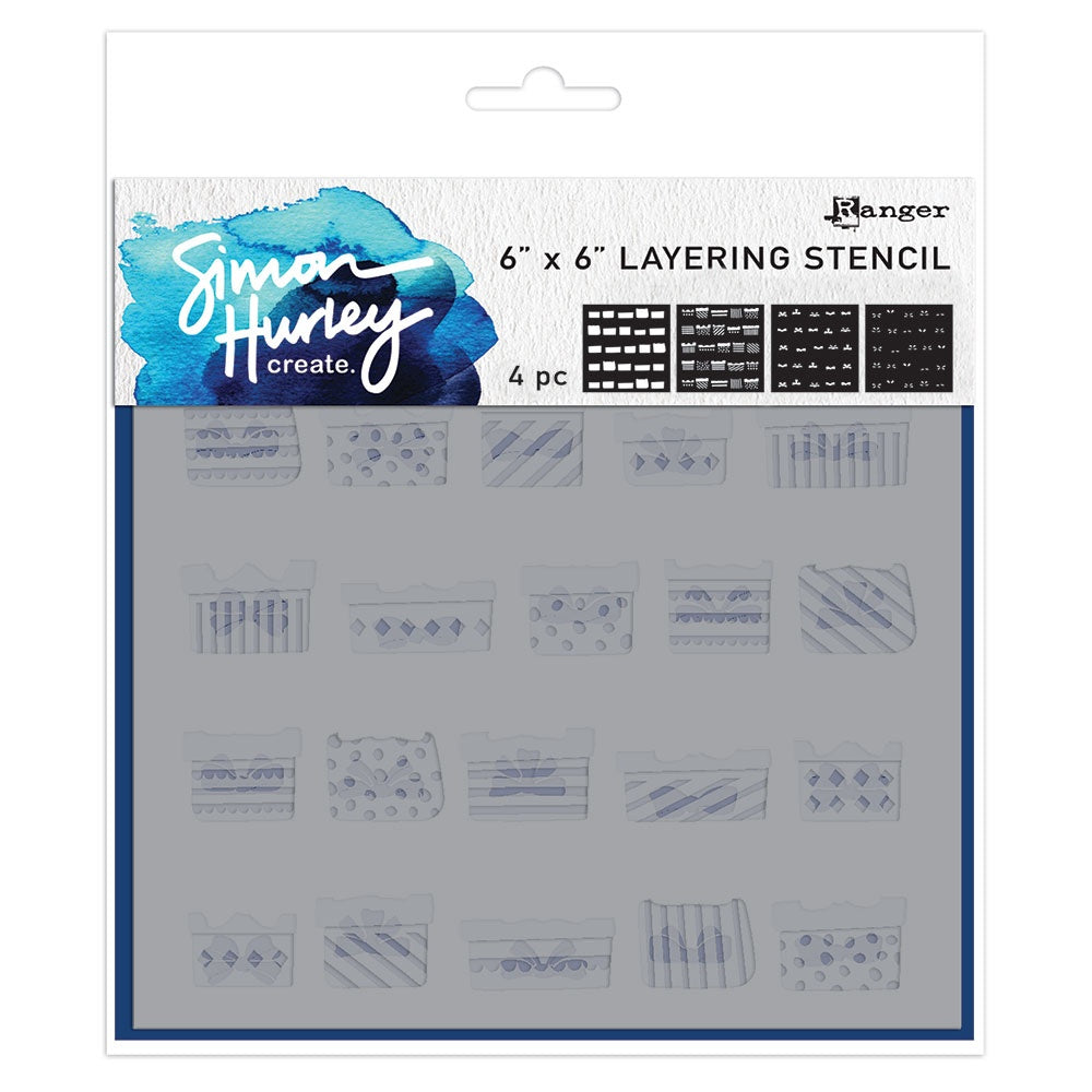 Simon Hurley Create - Layering Stencil 6"X6" - Gifted  (4 stk)