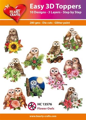 Harty Crafts - Easy 3D Toppers - Die cut - Flower Owls