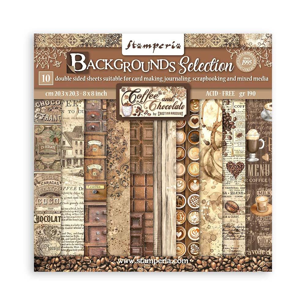 Stamperia - Coffee and chocolate -   Background Selection - Paper Pad - 8 x 8"