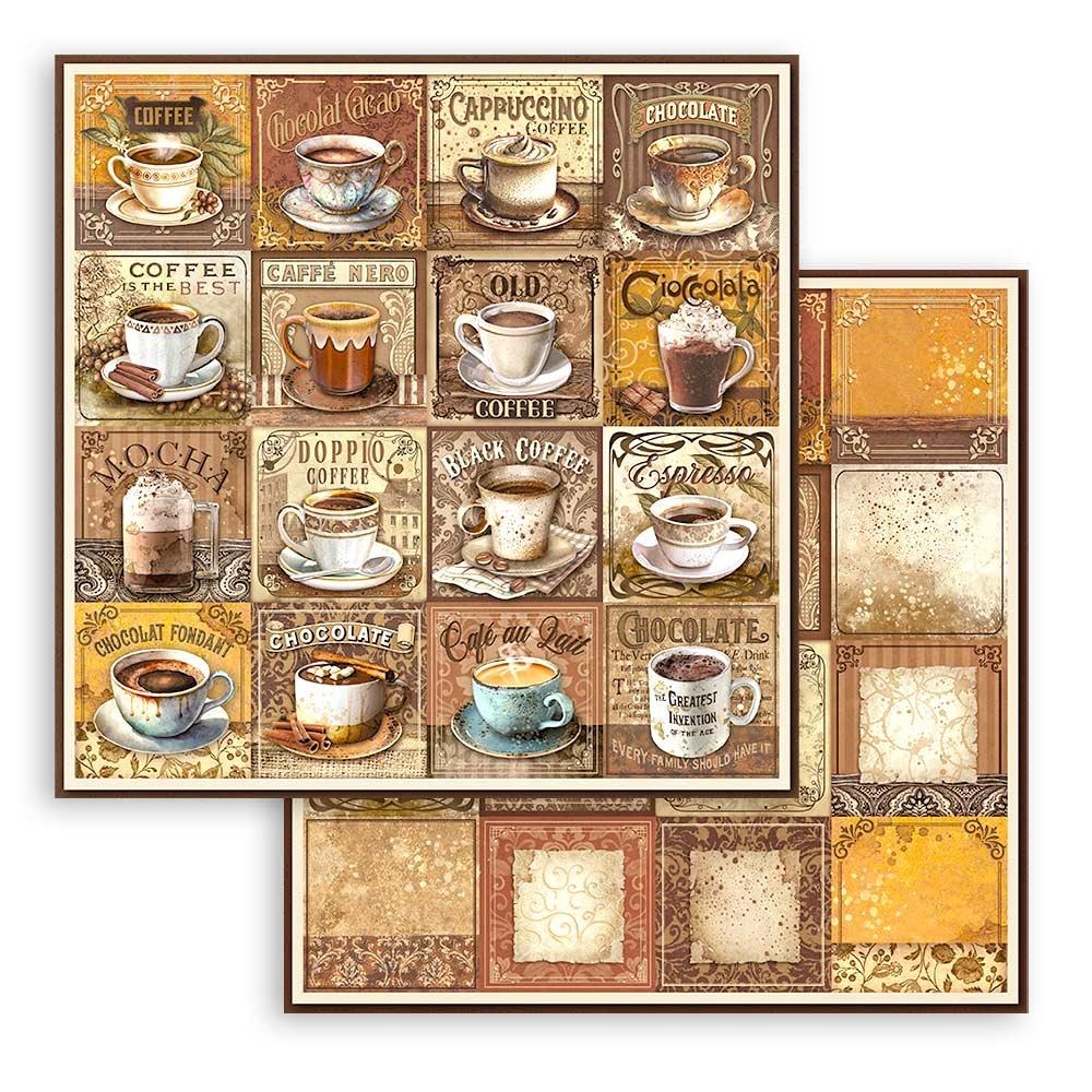 Stamperia  - Coffee and chocolate - Tags with cups -   12 x 12"