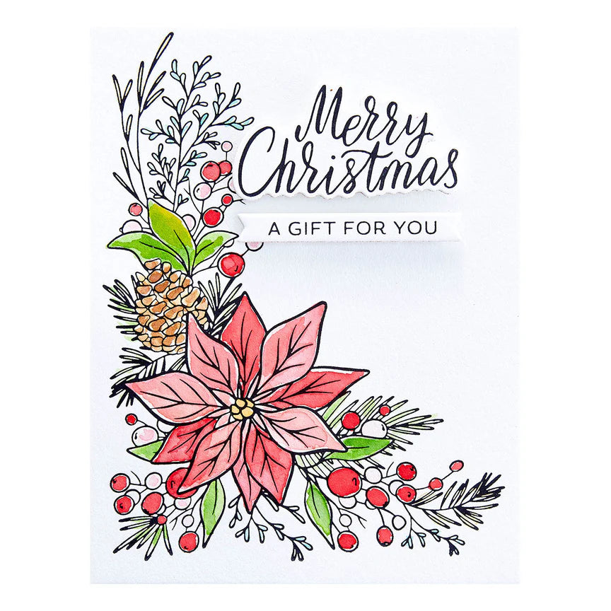 Spelbinders - BetterPress plate & Die set - Poinsettia Corner