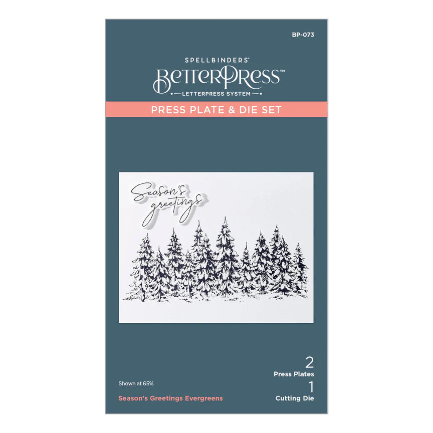 Spelbinders - BetterPress plate & Die set - Seasons Greetings Evergreens