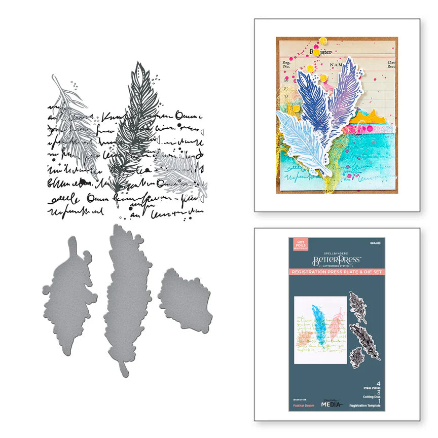 Spelbinders - BetterPress plate & dies set  - Feather Dreams