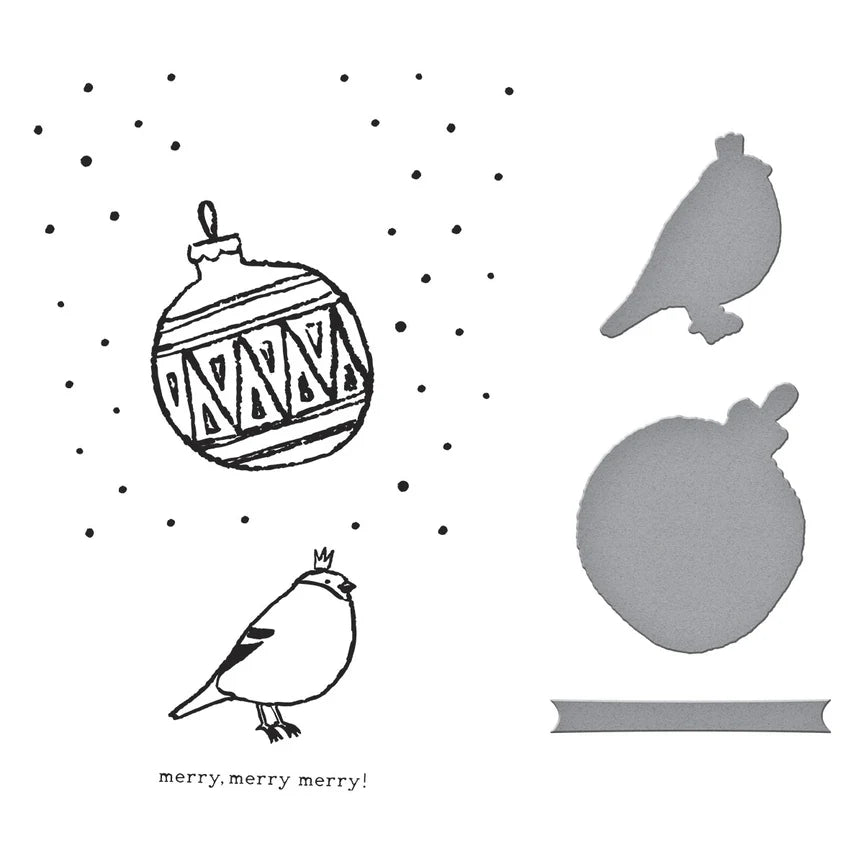 Spelbinders - BetterPress plate & dies set  -Merry, Merry, Merry Bird