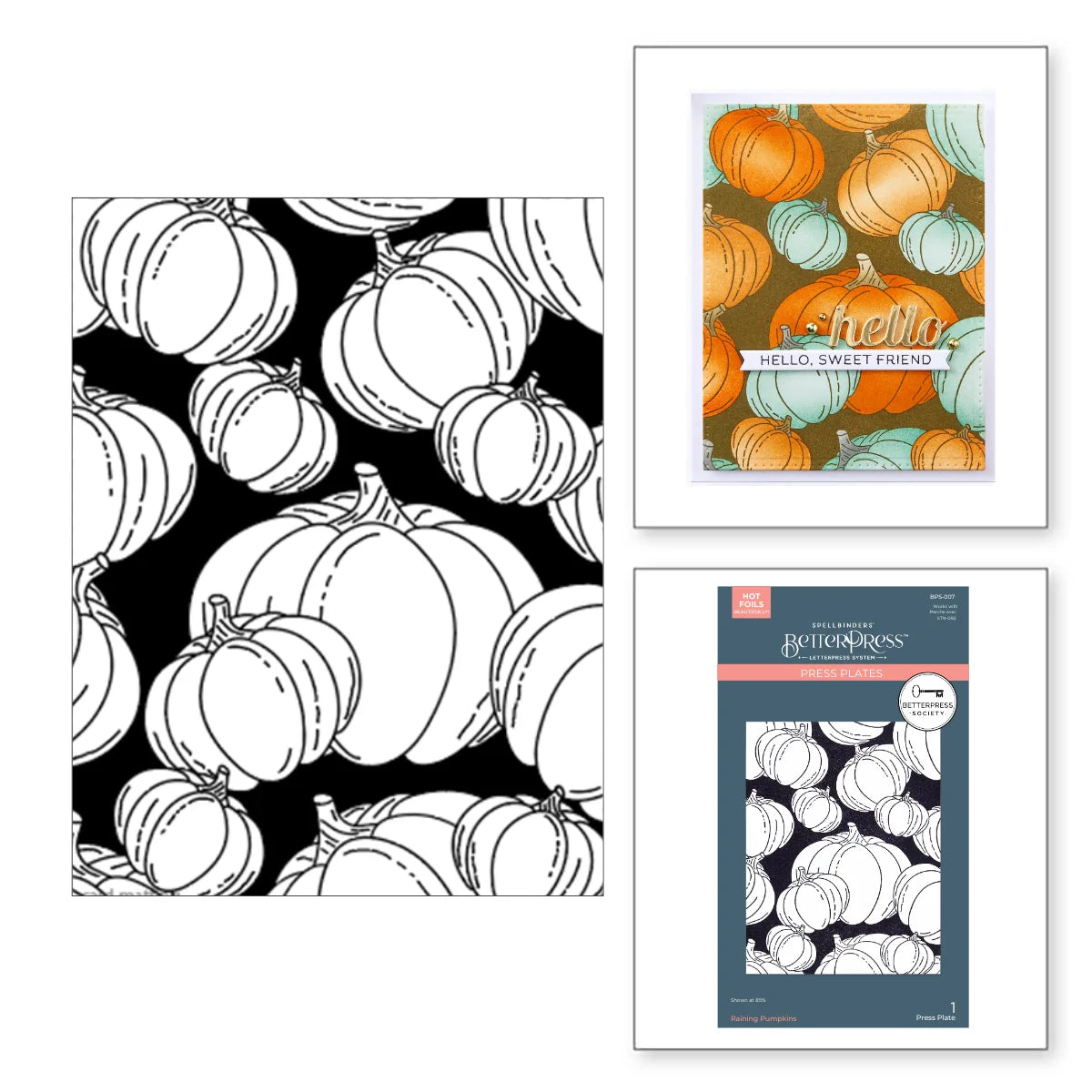 Spelbinders - BetterPress plate - Raining Pumpkins