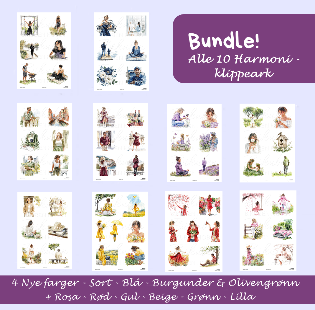 Bikuben Hobby - Klippeark - Harmoni Bundle - 10 ark