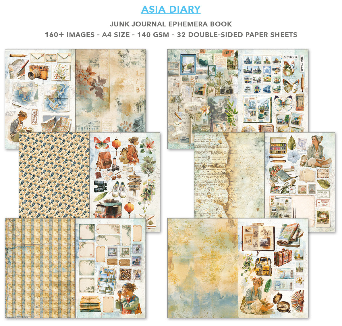 Ciao Bella - Junk Journal & Ephemera Book - Asia Diary