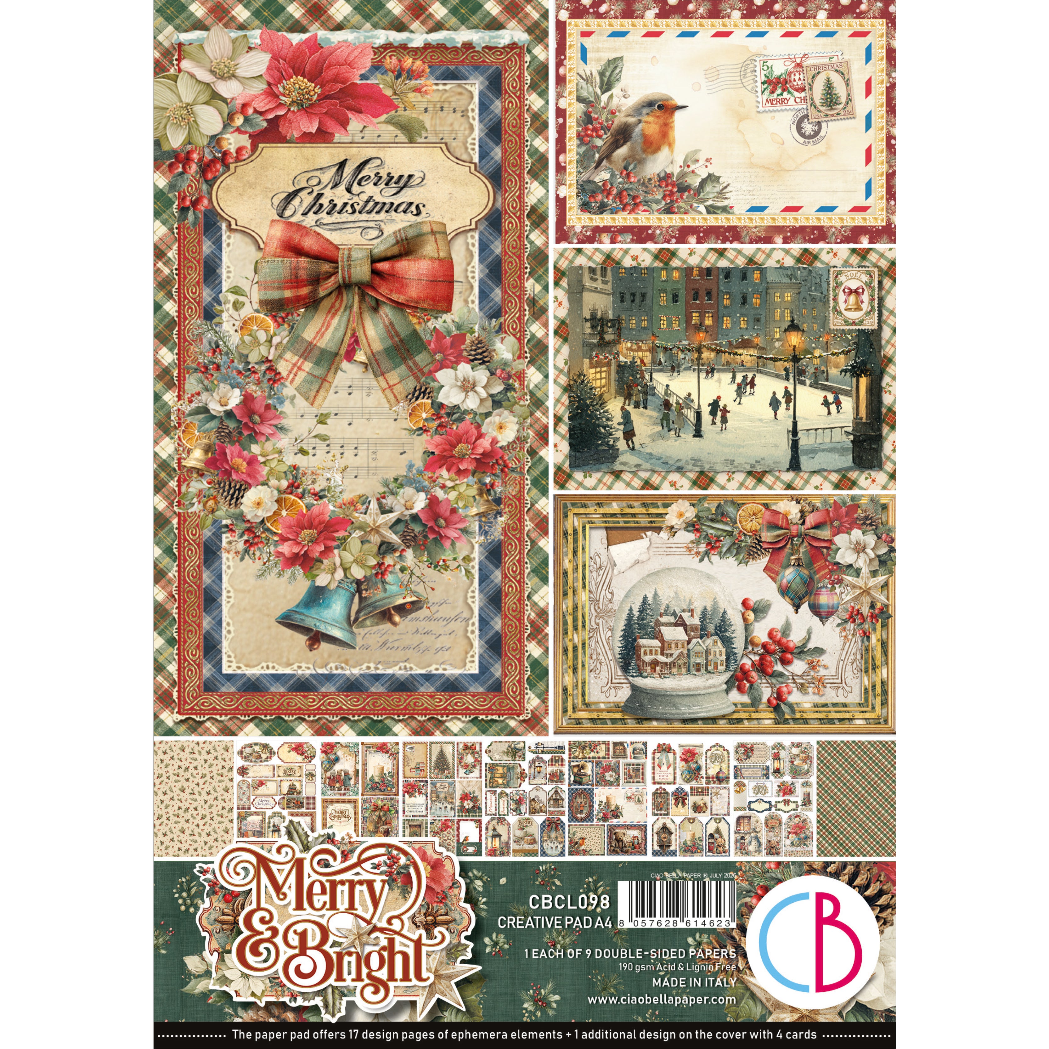 Ciao Bella - Merry & Bright - Paper Pack   (9 ark) A4