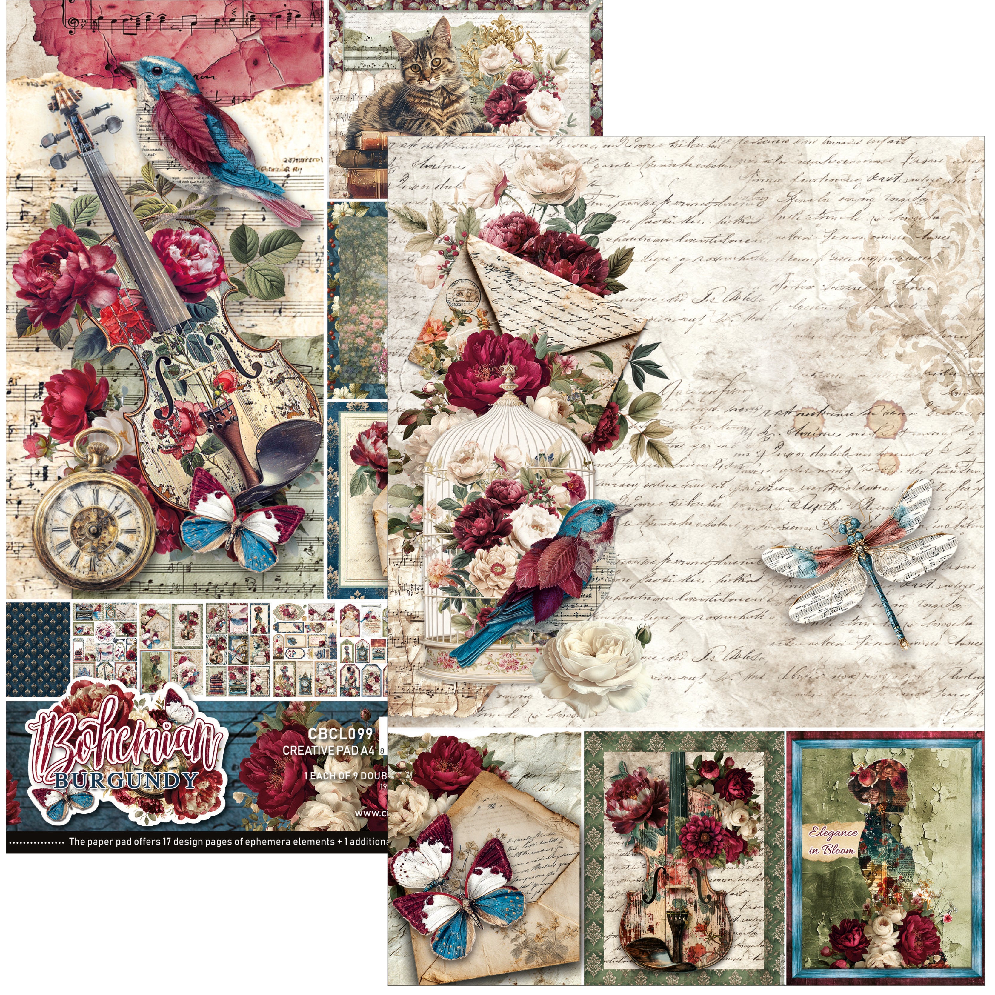 Ciao Bella - Bohemian Burgundy - Paper Pack   (9 ark) A4