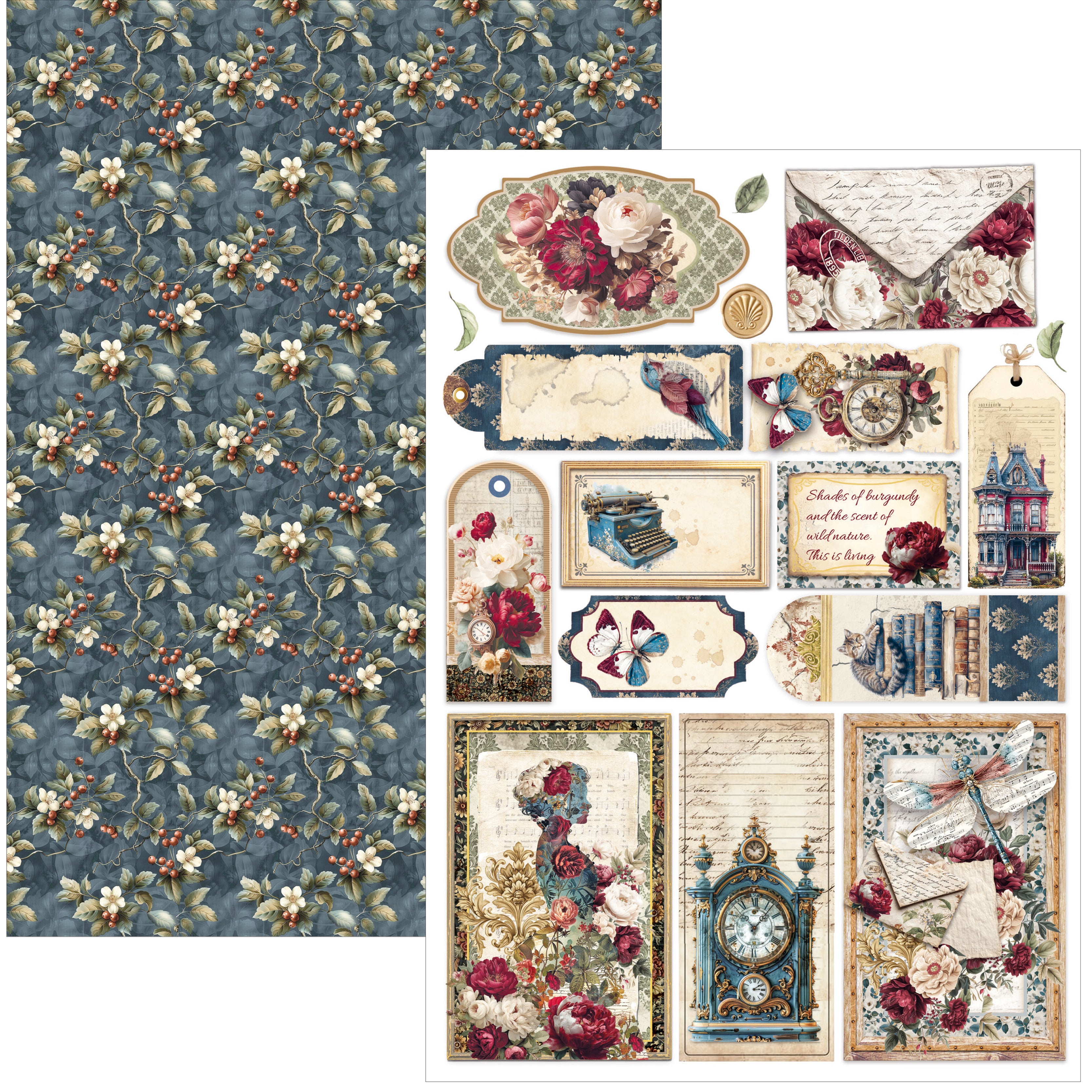 Ciao Bella - Bohemian Burgundy - Paper Pack   (9 ark) A4