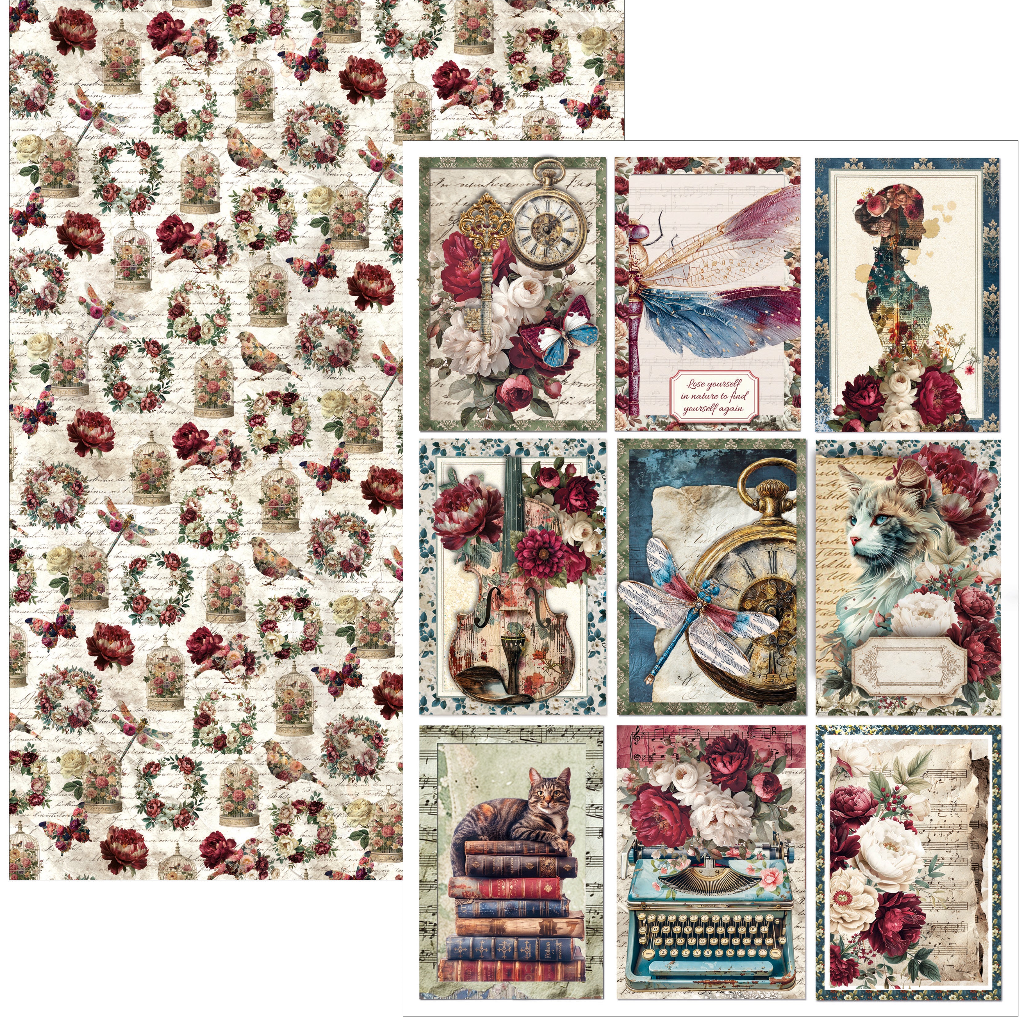 Ciao Bella - Bohemian Burgundy - Paper Pack   (9 ark) A4