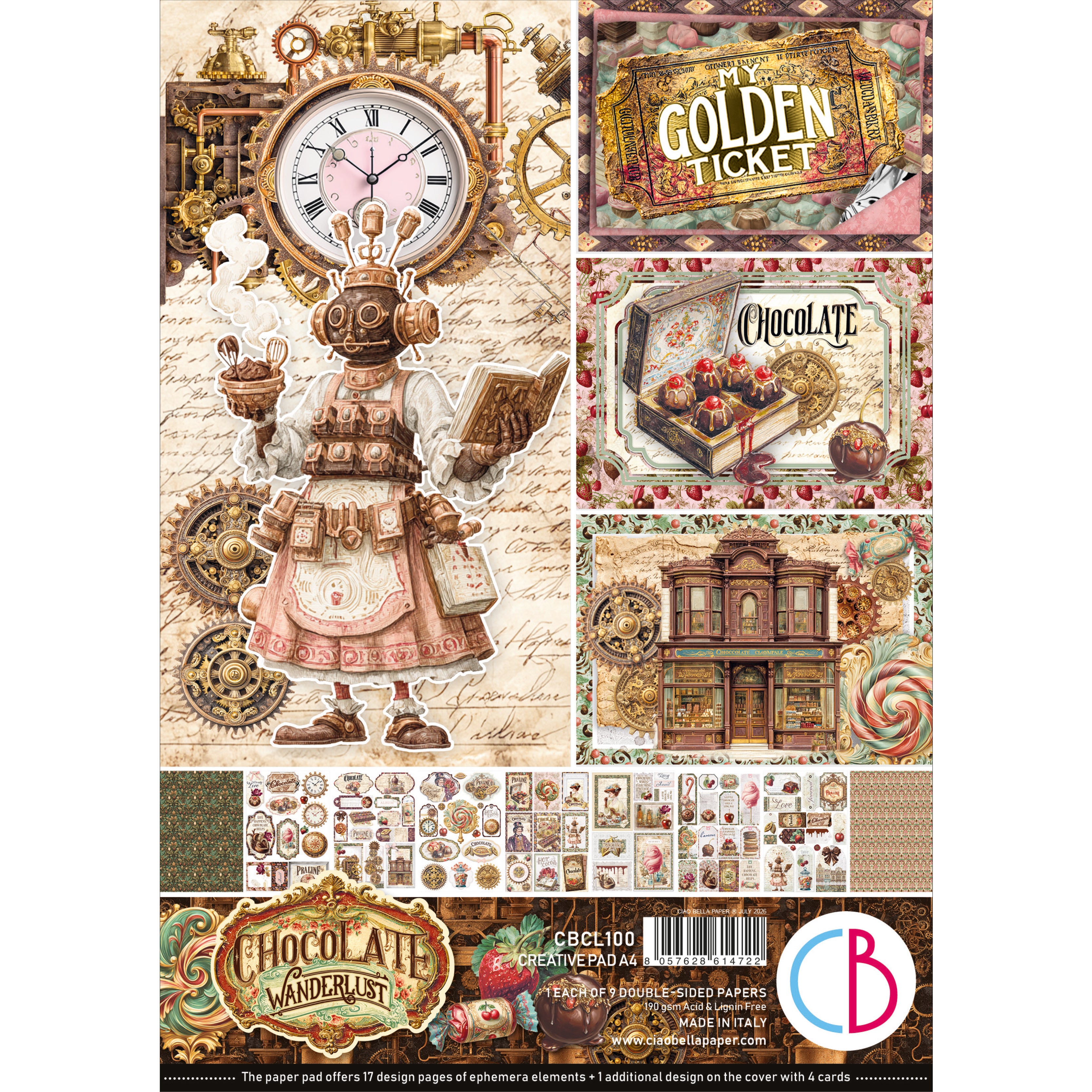 Ciao Bella - The chocolate factory  - Paper Pack   (9 ark) A4