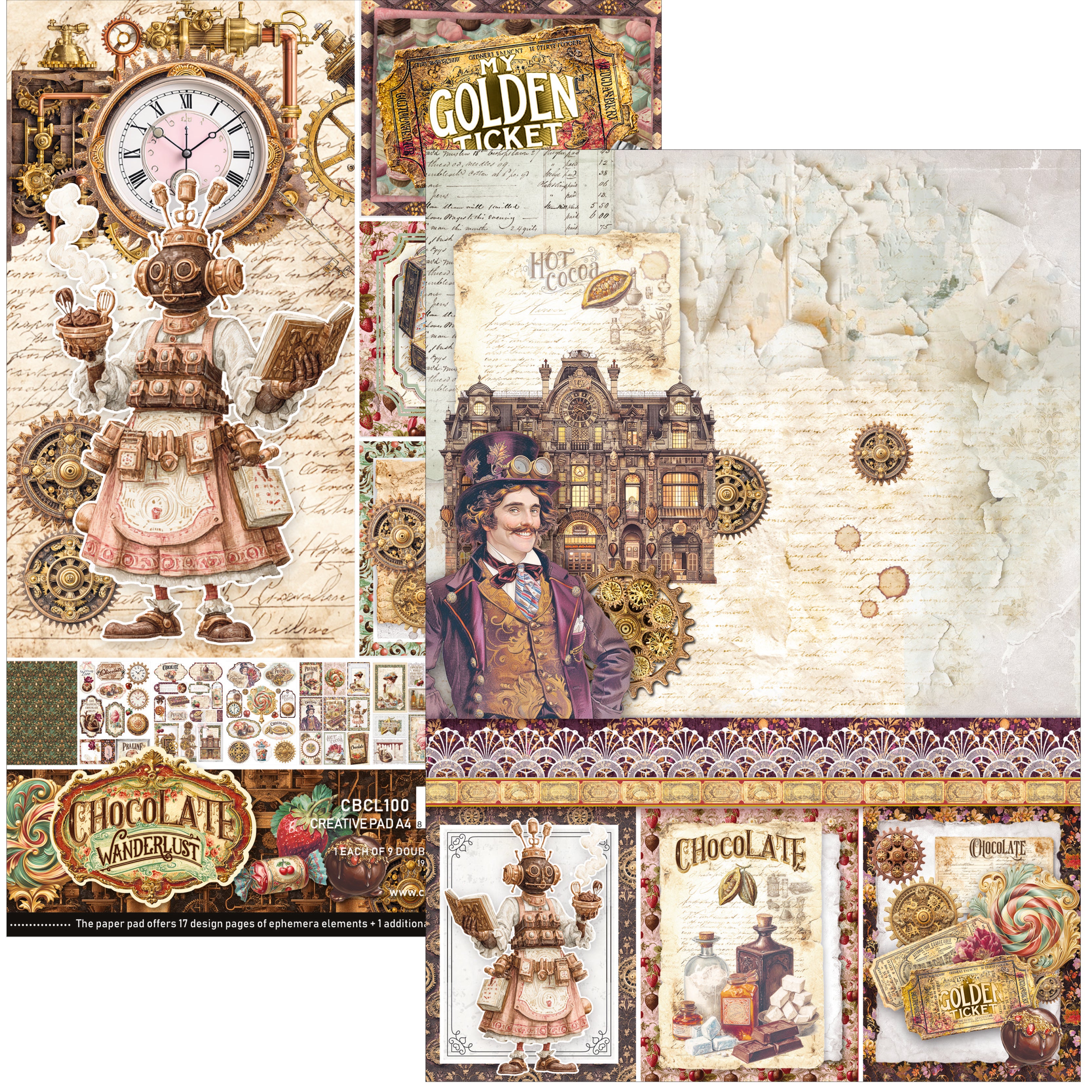 Ciao Bella - The chocolate factory  - Paper Pack   (9 ark) A4
