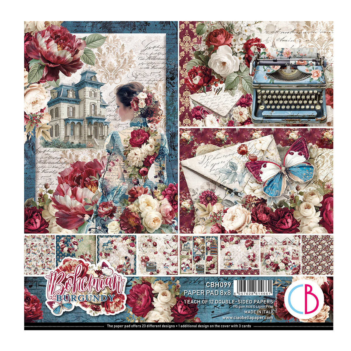 Ciao Bella - Bohemian Burgundy - Paper Pad  - 8 x 8"