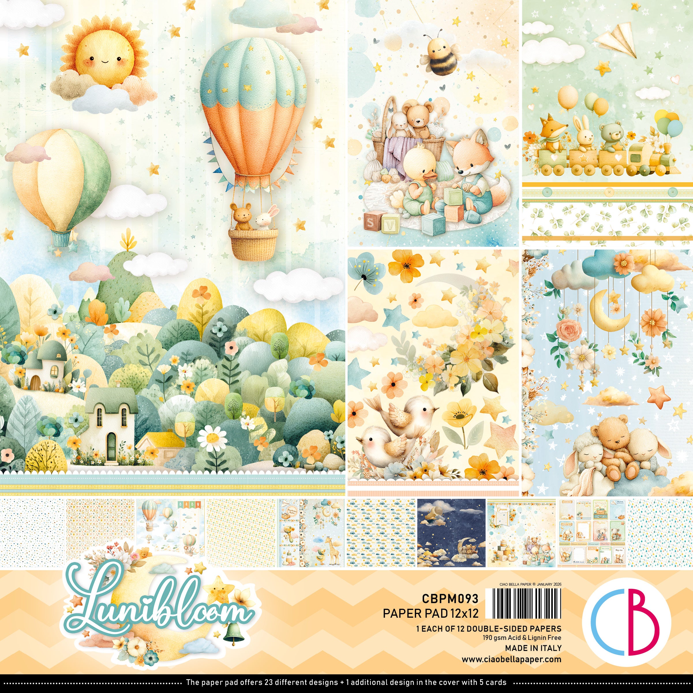 Ciao Bella - Lunibloom - Paper Pack  (12 ark)  12 x 12"