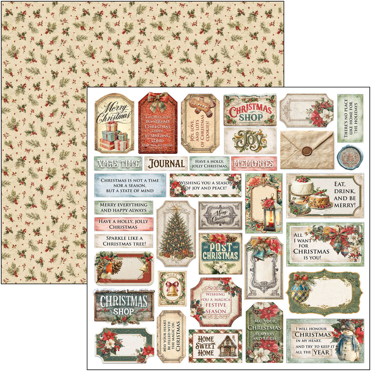 Ciao Bella - Merry & Bright - Paper Pack  (12 ark)  12 x 12"