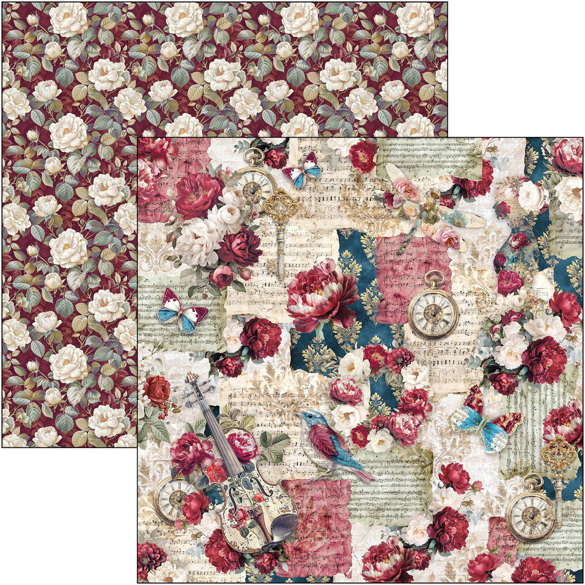 Ciao Bella - Bohemian Burgundy - Paper Pack  (12 ark)  12 x 12"