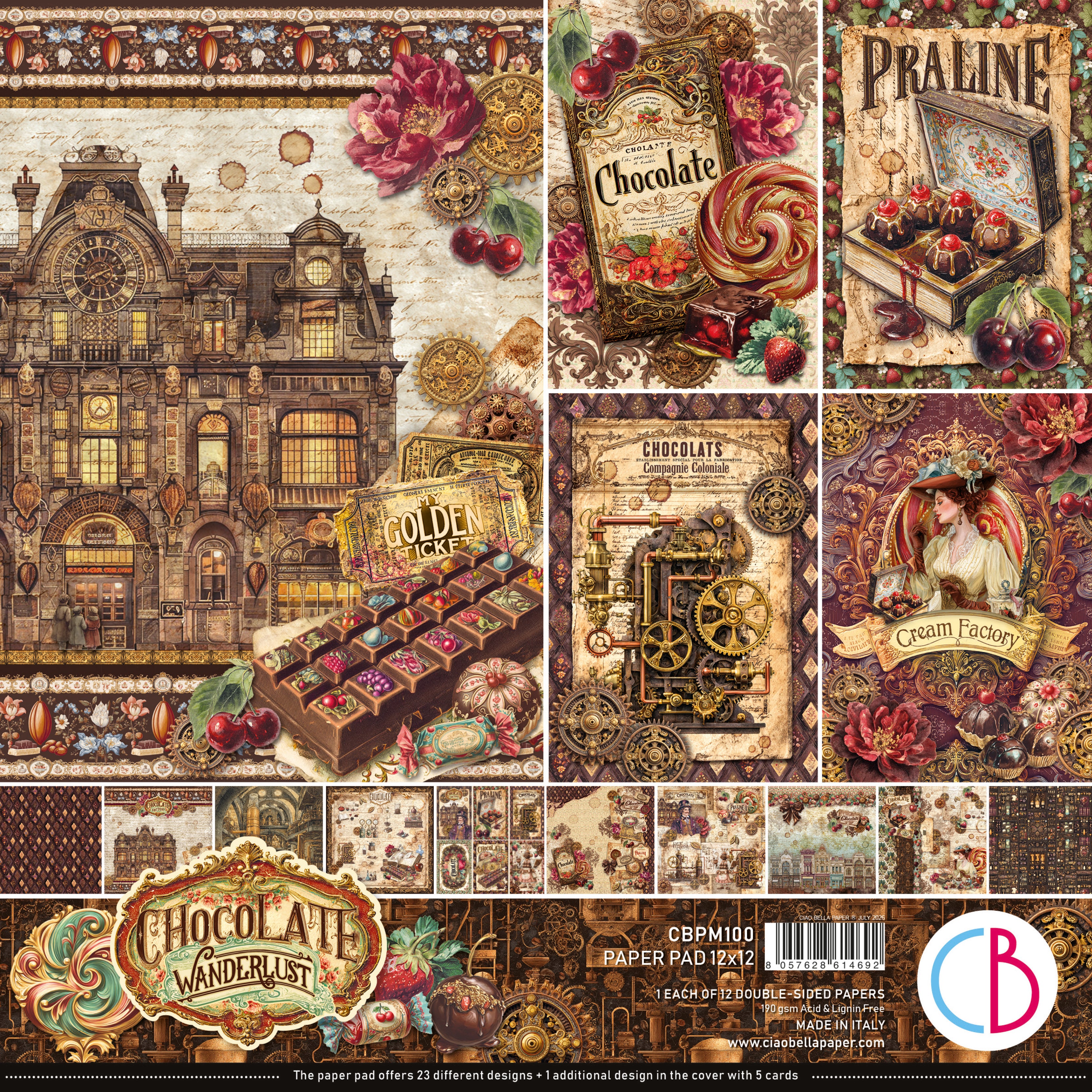Ciao Bella - The chocolate factory  - Paper Pack  (12 ark)  12 x 12"
