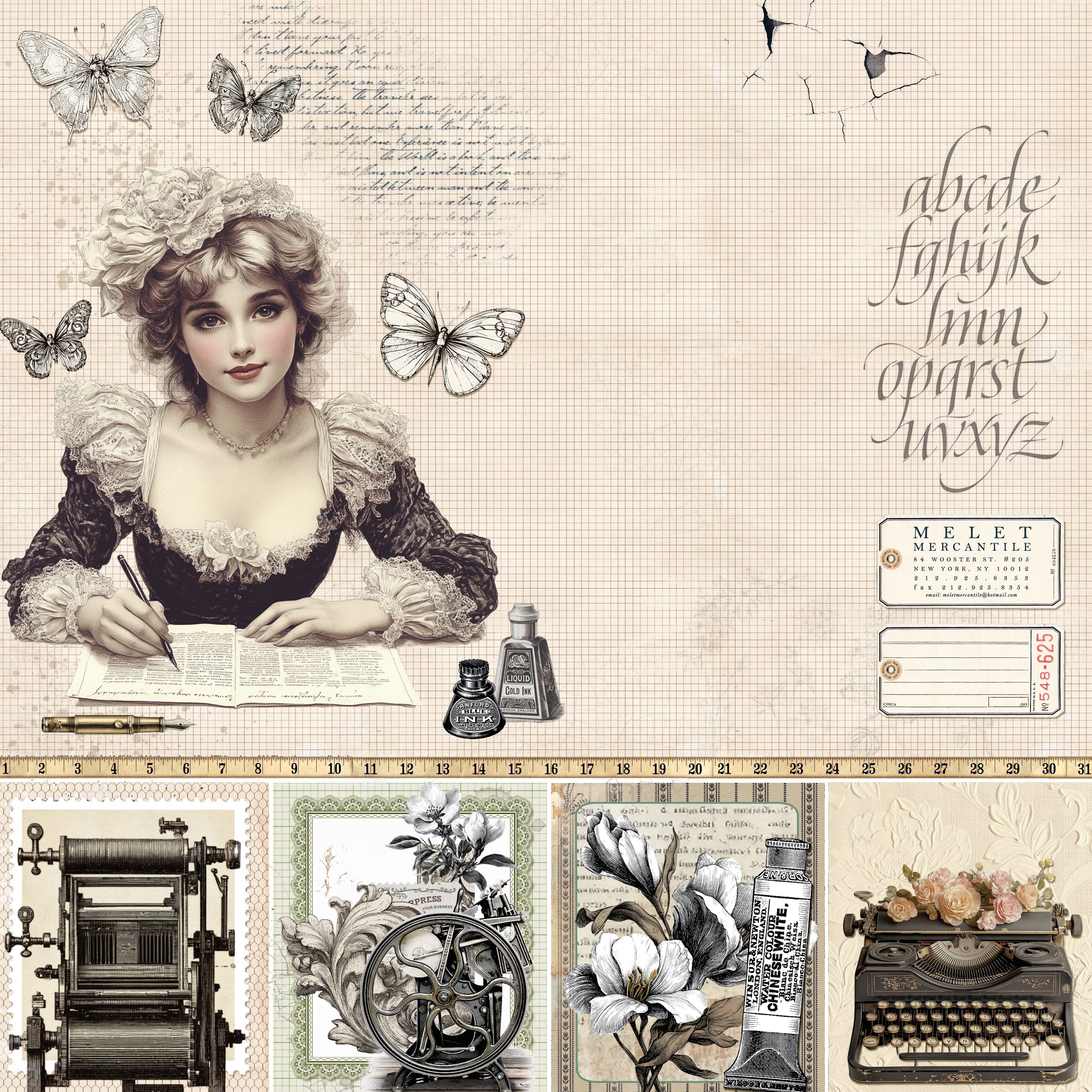 Ciao Bella - Typographic - Paper Pack  (12 ark)  12 x 12"