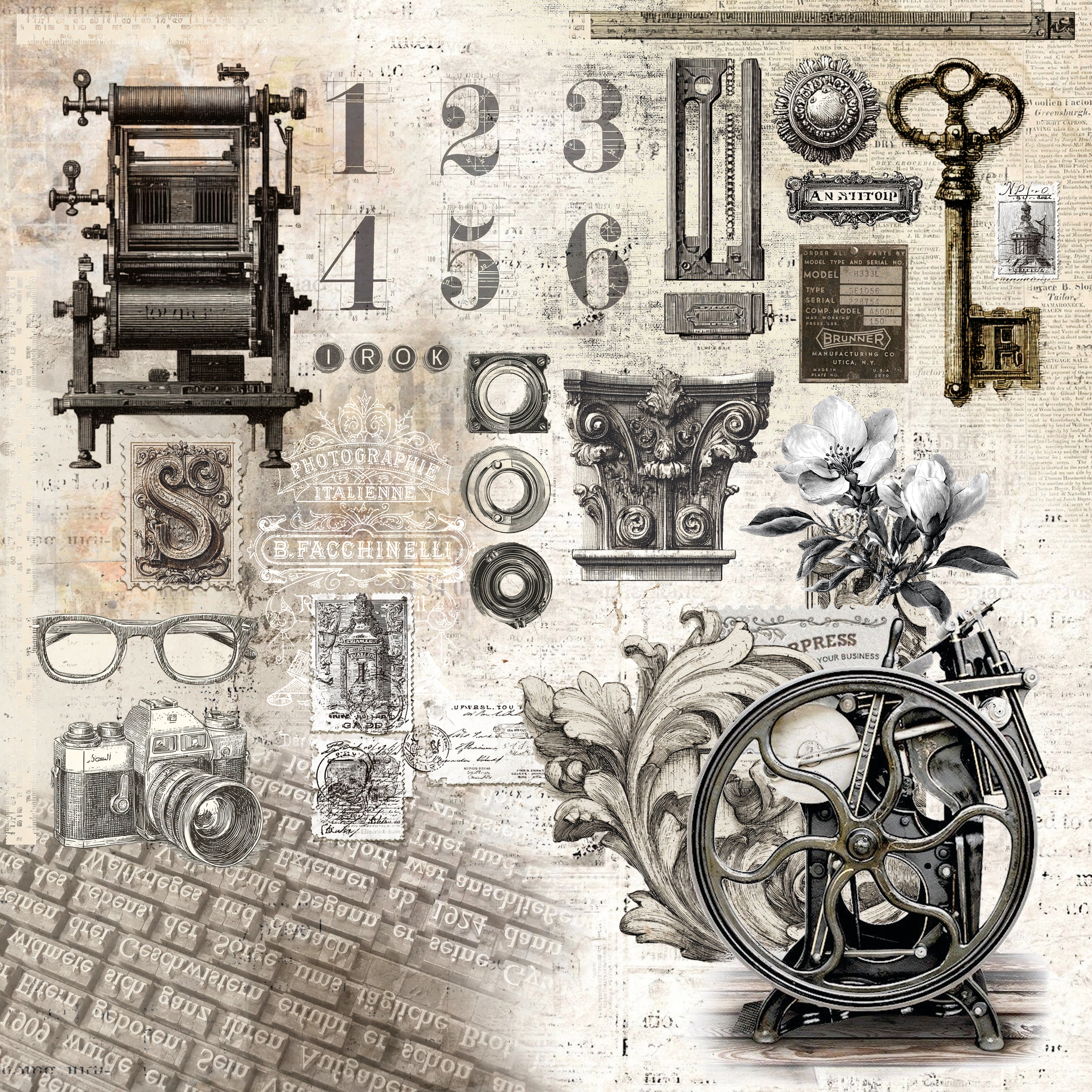 Ciao Bella - Typographic - Paper Pack  (12 ark)  12 x 12"