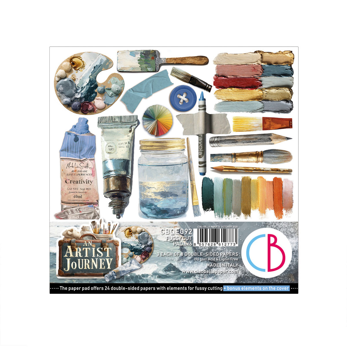 Ciao Bella - An Artist journey -  Fussy Cut Paper Pad  - 6 x 6"