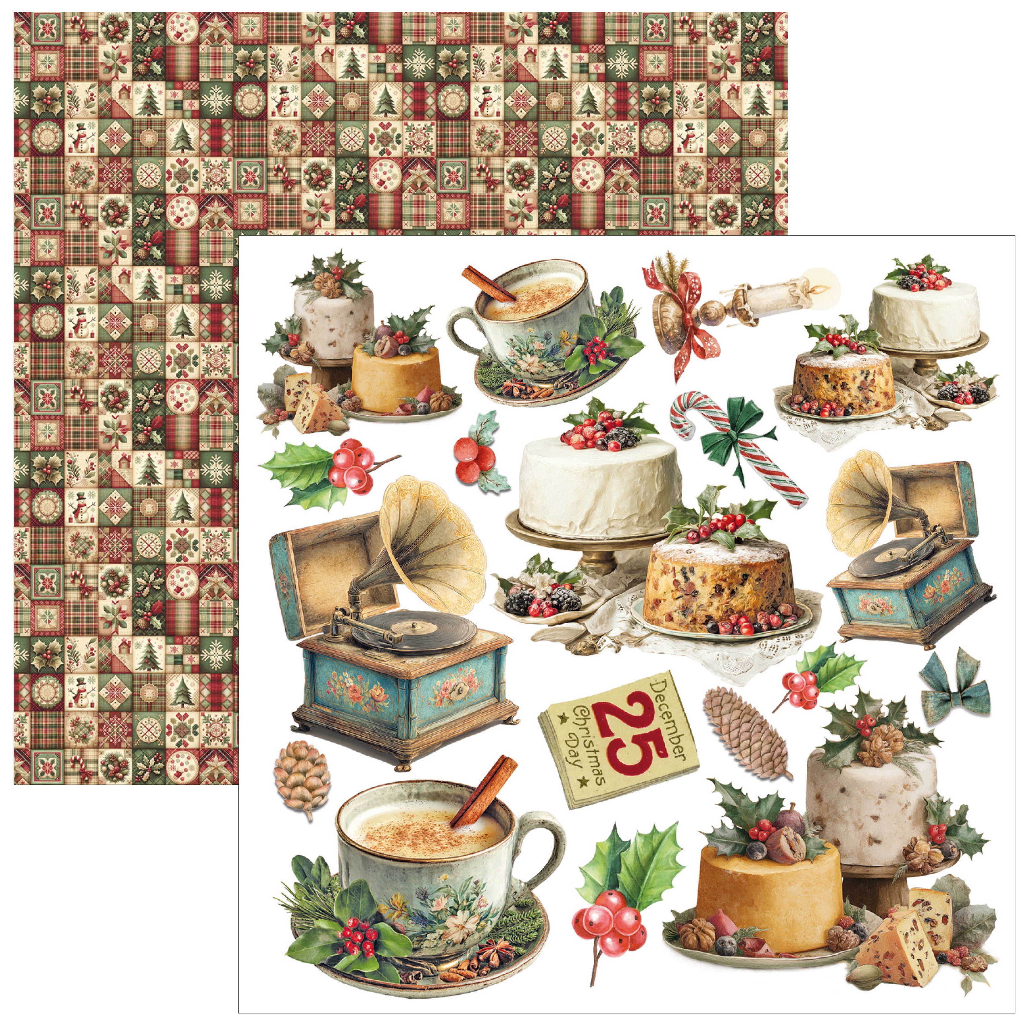 Ciao Bella - Merry & Bright -  Fussy Cut Paper Pad  - 6 x 6"