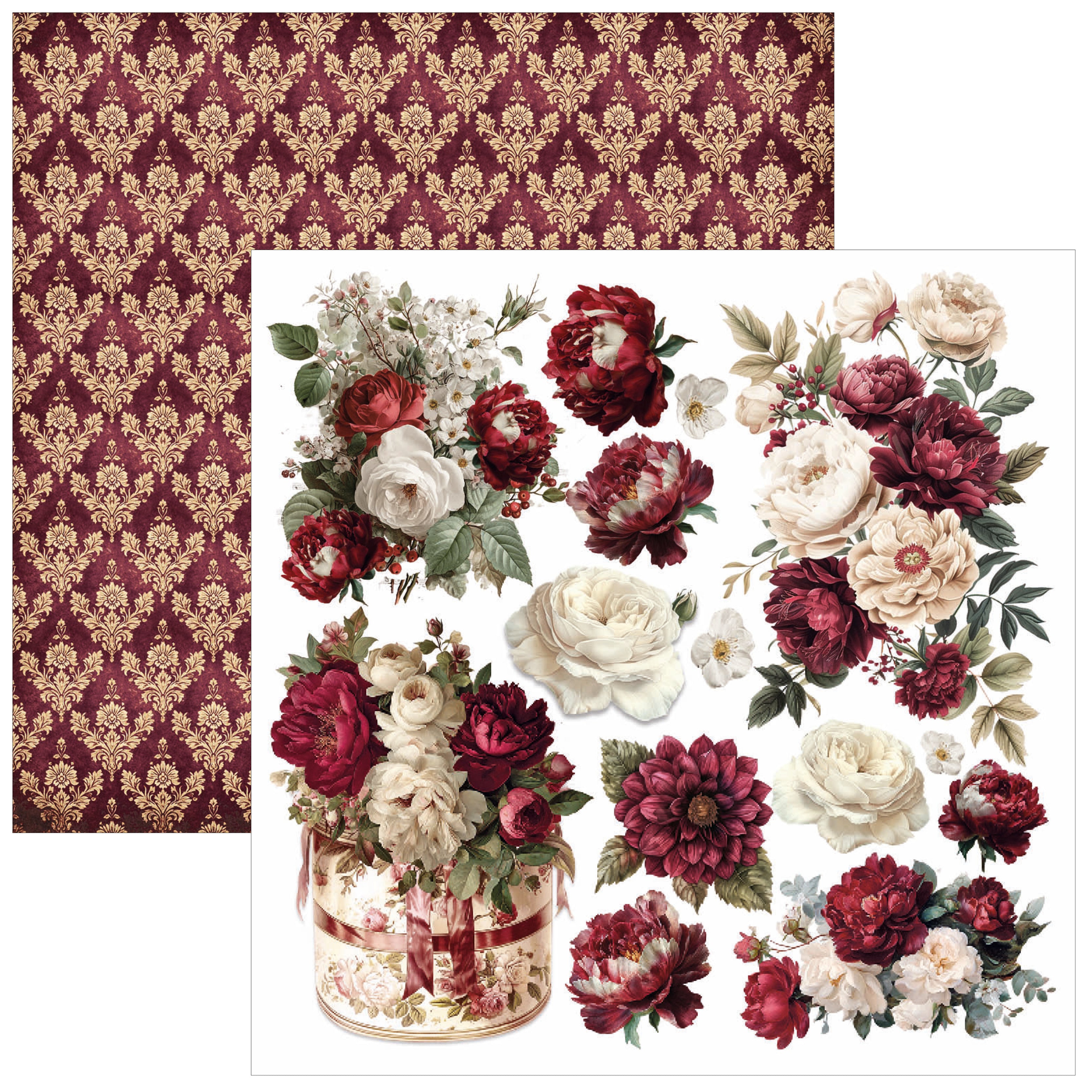 Ciao Bella - Bohemian Burgundy -  Fussy Cut Paper Pad  - 6 x 6"