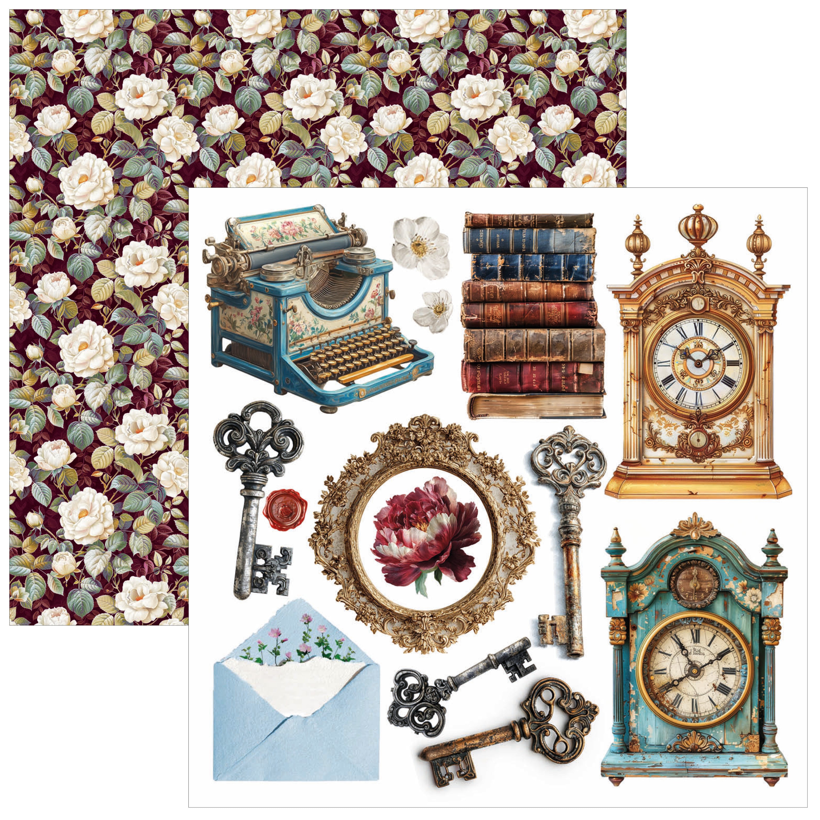 Ciao Bella - Bohemian Burgundy -  Fussy Cut Paper Pad  - 6 x 6"