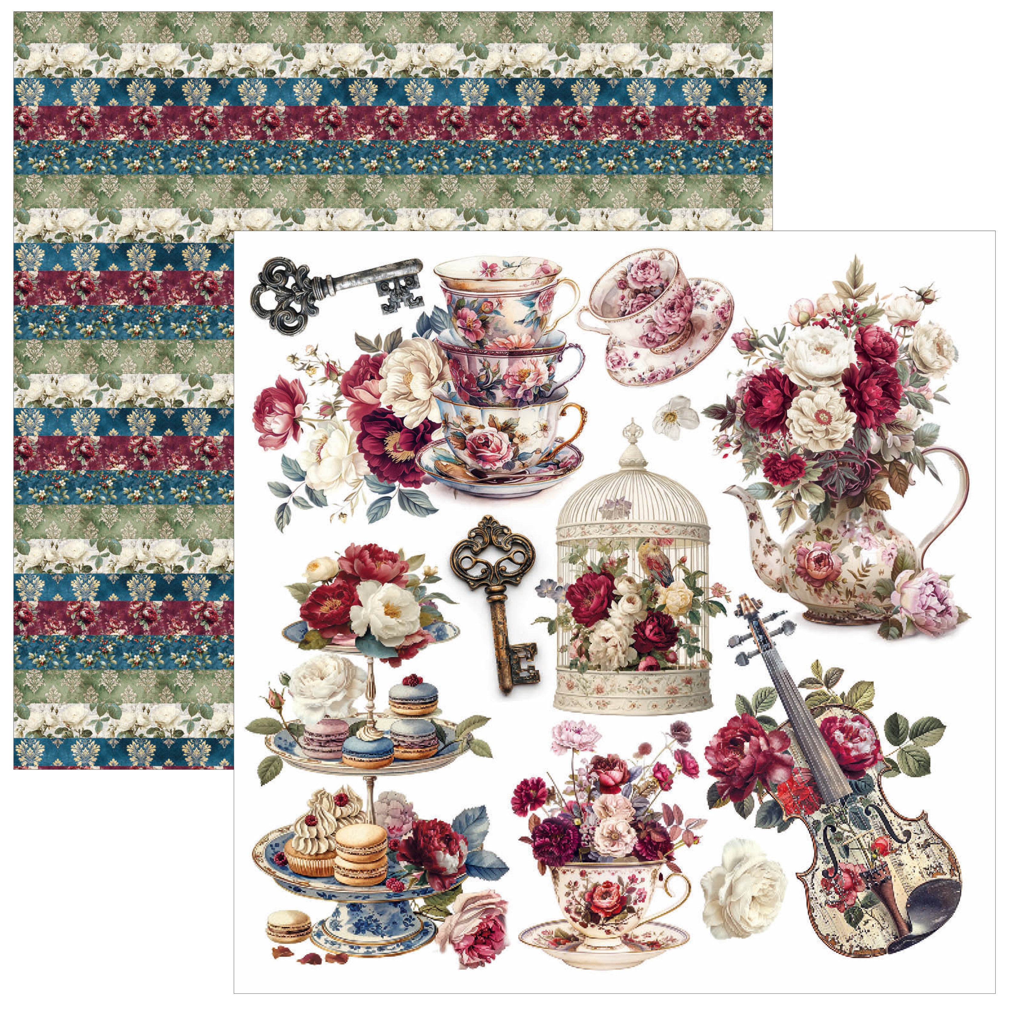 Ciao Bella - Bohemian Burgundy -  Fussy Cut Paper Pad  - 6 x 6"