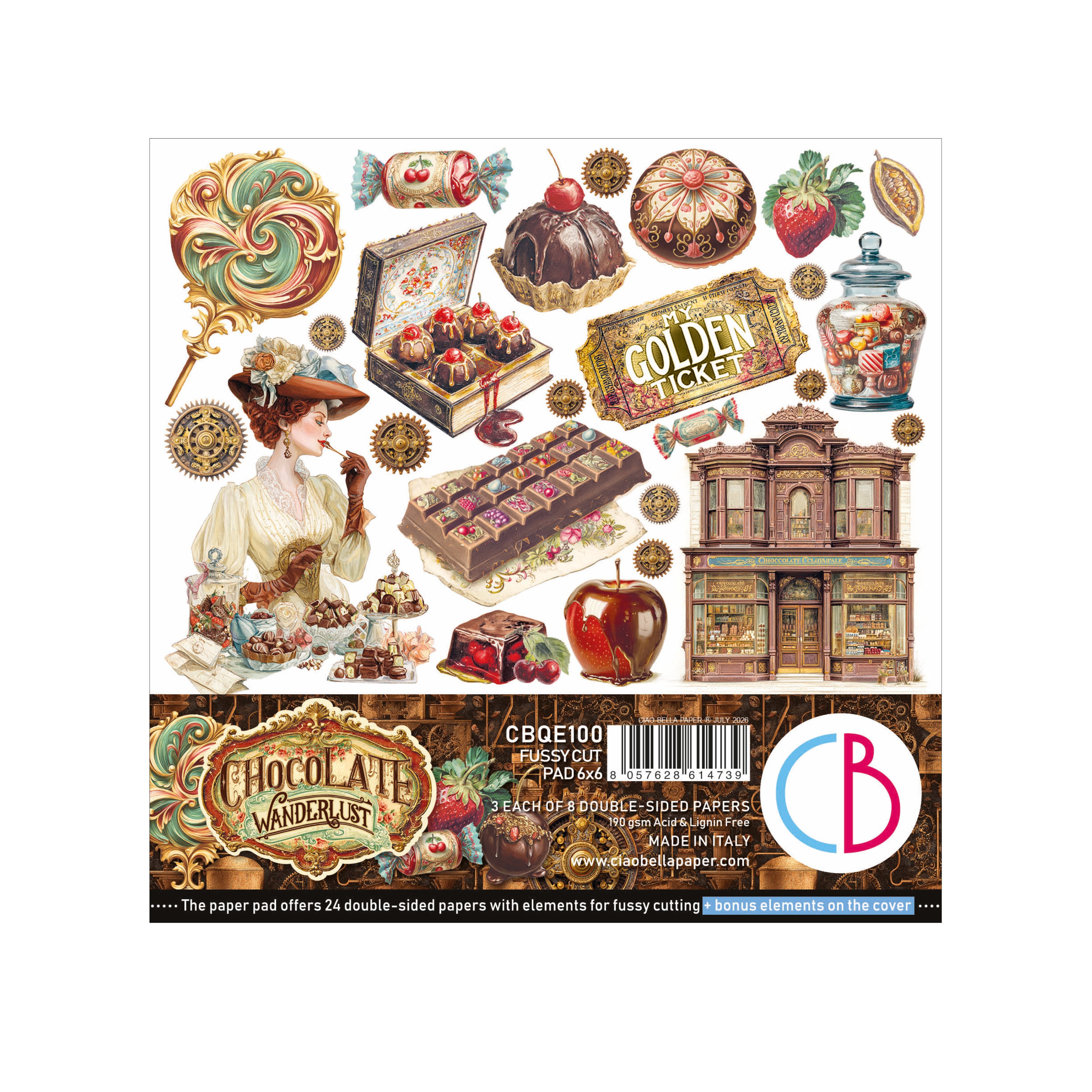 Ciao Bella - The chocolate factory  -  Fussy Cut Paper Pad  - 6 x 6"