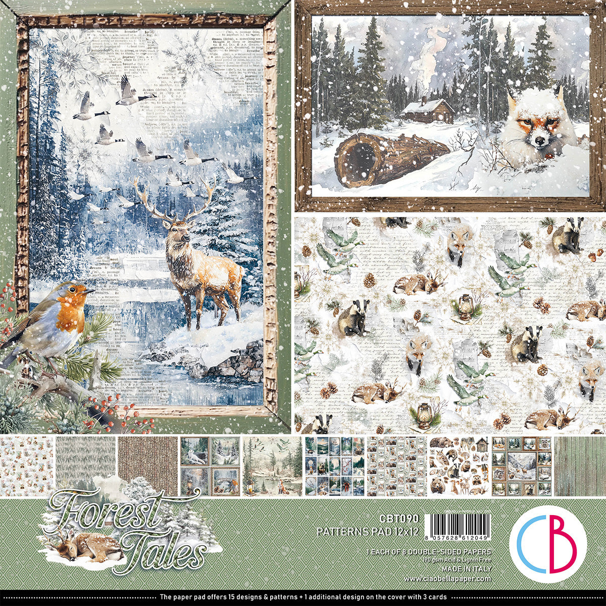 Ciao Bella - Forest Tales - Paper Pack  (8 ark)  12 x 12"