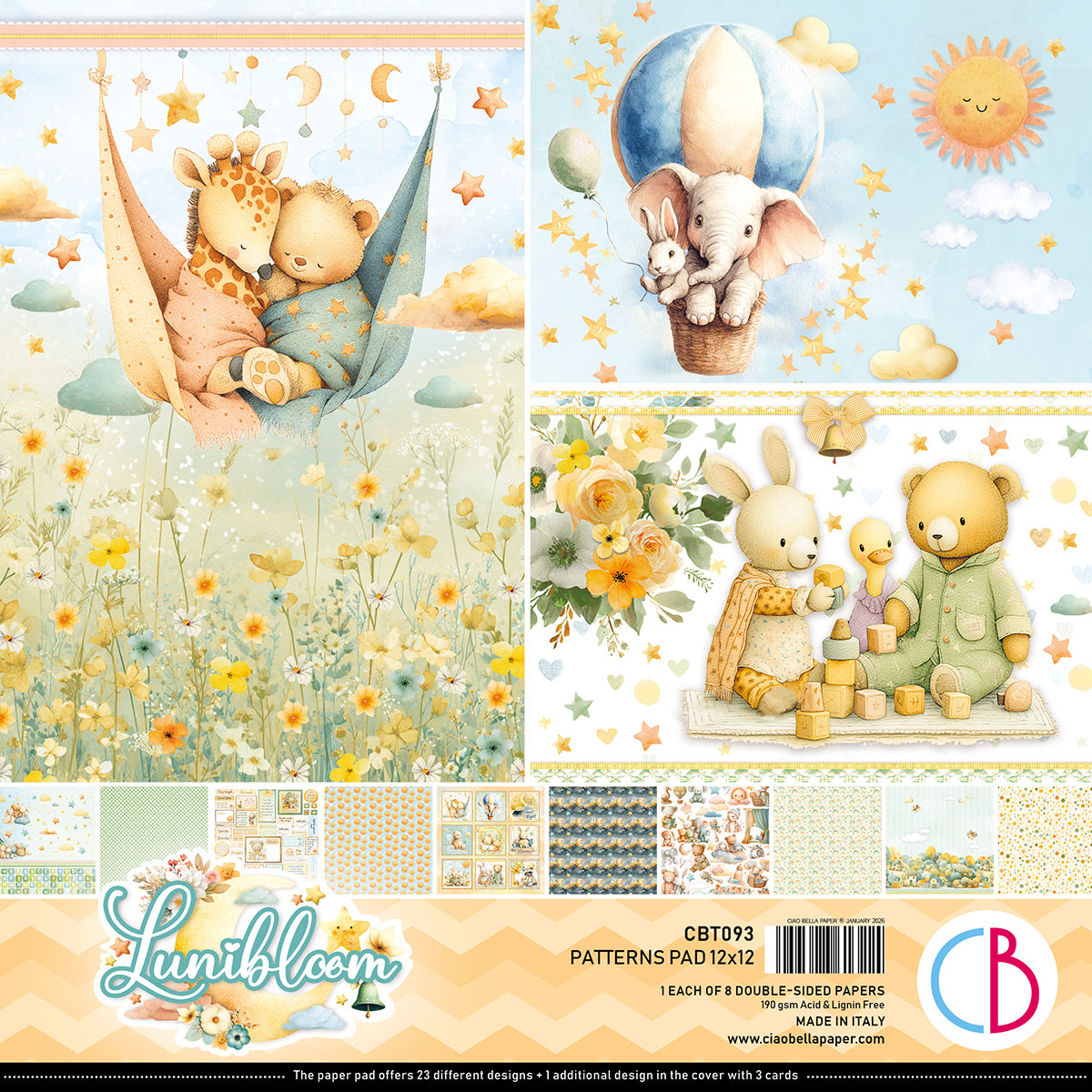 Ciao Bella - Lunibloom - Paper Pack  (8 ark)  12 x 12"