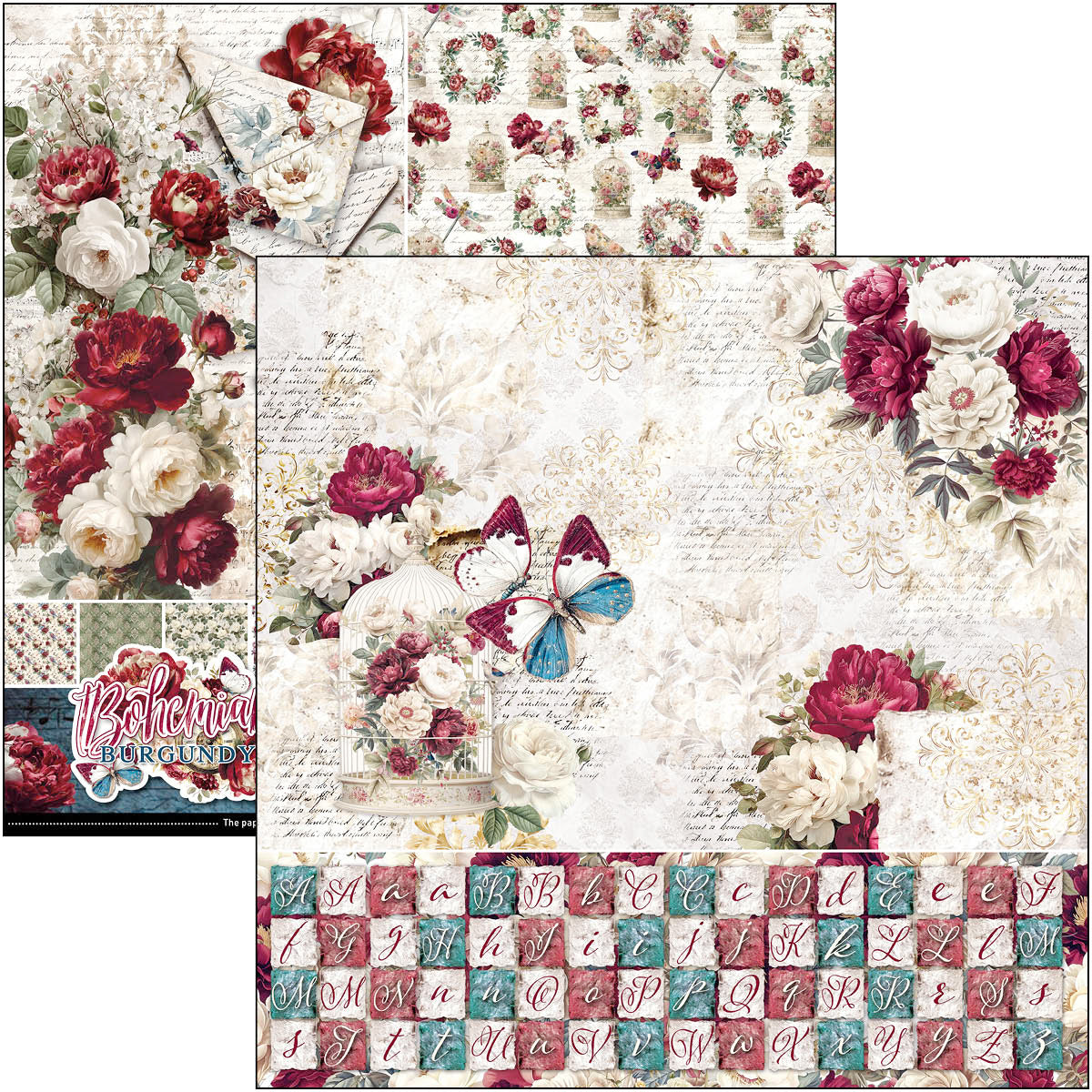 Ciao Bella - Bohemian Burgundy - Paper Pack  (8 ark)  12 x 12"