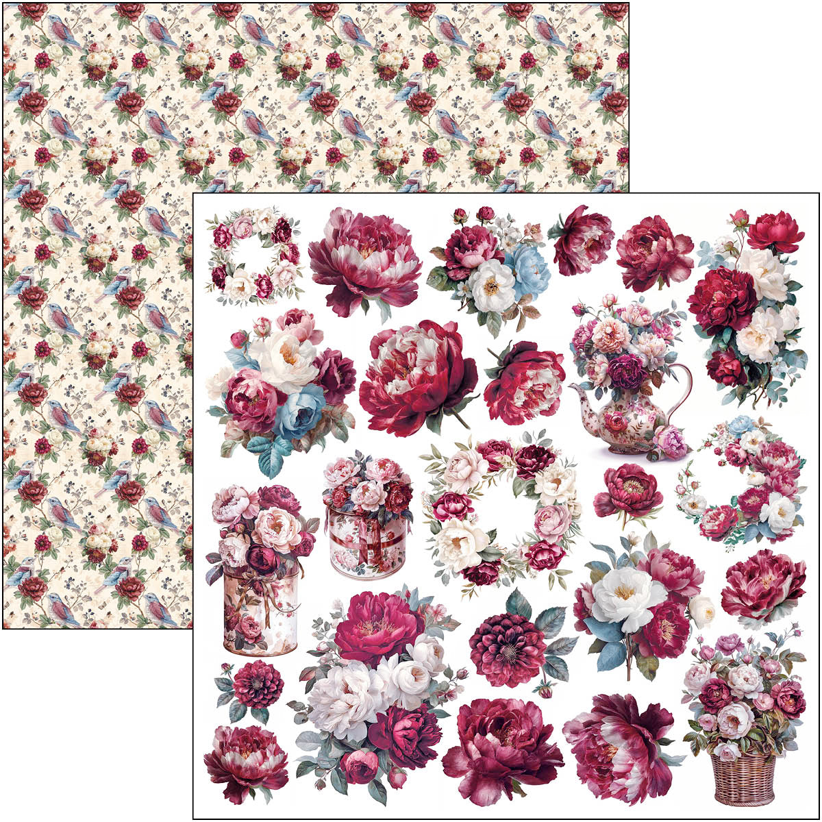 Ciao Bella - Bohemian Burgundy - Paper Pack  (8 ark)  12 x 12"