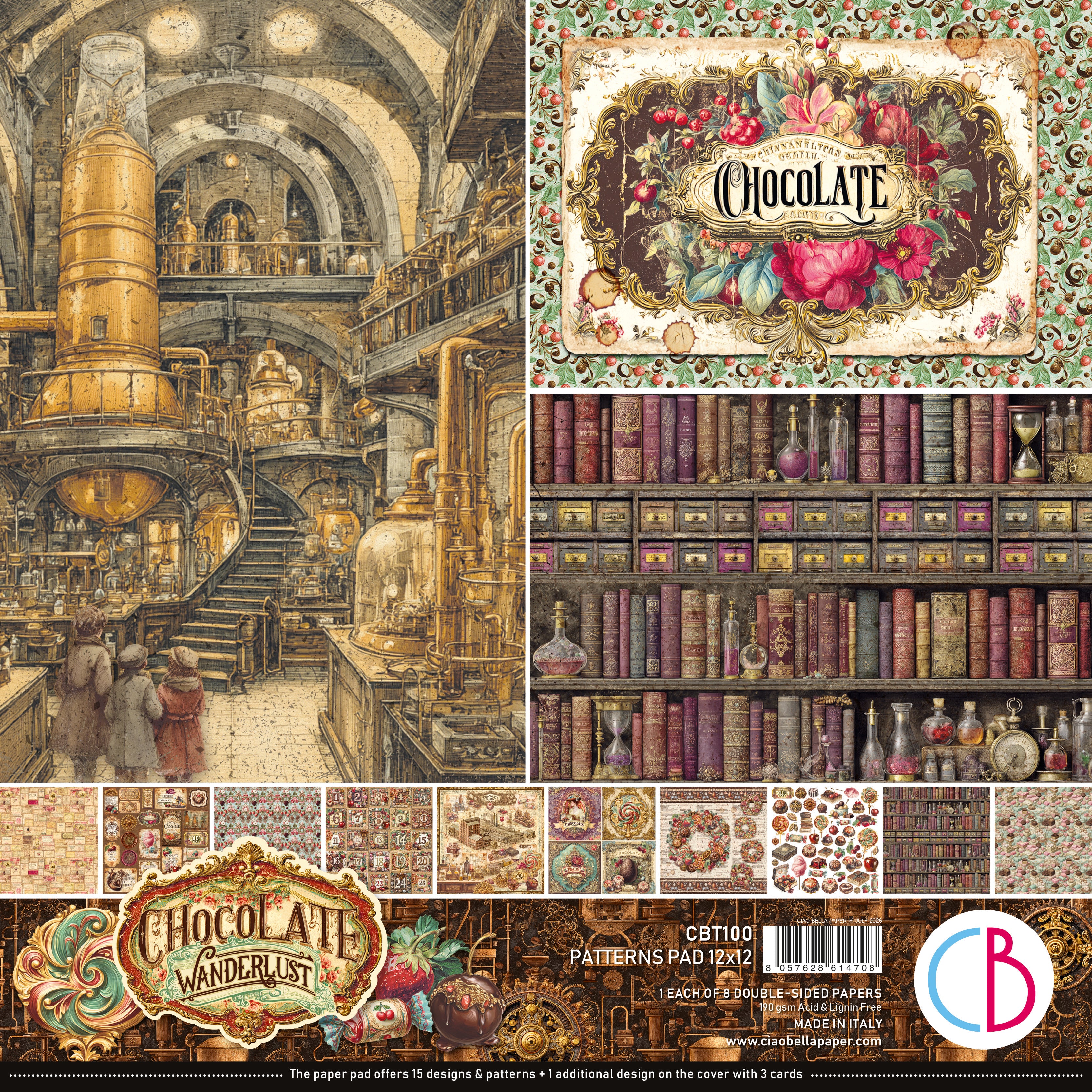 Ciao Bella - The chocolate factory - Paper Pack  (8 ark)  12 x 12"