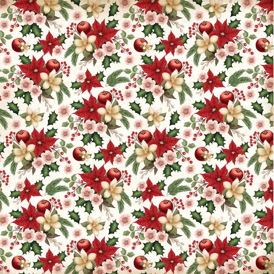 Carta Bella - A Vintage Christmas - Holiday Floral -  12x12"