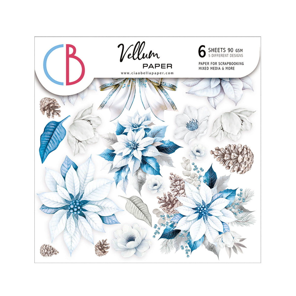 Ciao Bella - Elegance of Blue -  Fussy Cut Vellum - Paper Pad  - 6 x 6"