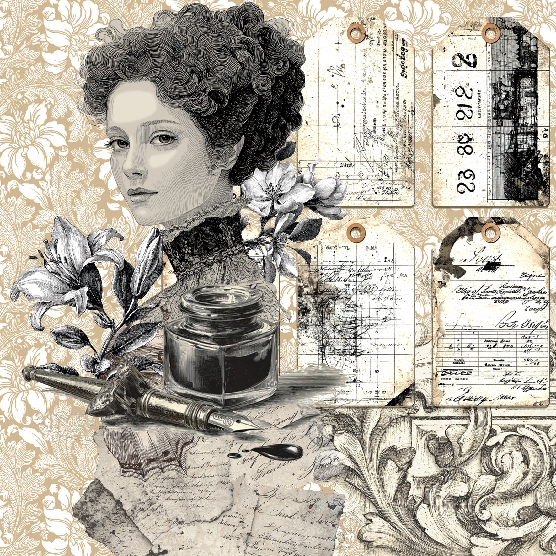 Ciao Bella - Typographic -  Deluxe paper Pearl Copper & Vellum Dual Pack Mixed - 6 x 6"