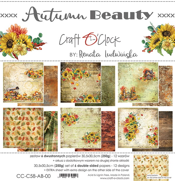 Craft O'Clock - Autumn Beauty - Paper Pack -  12 x 12"