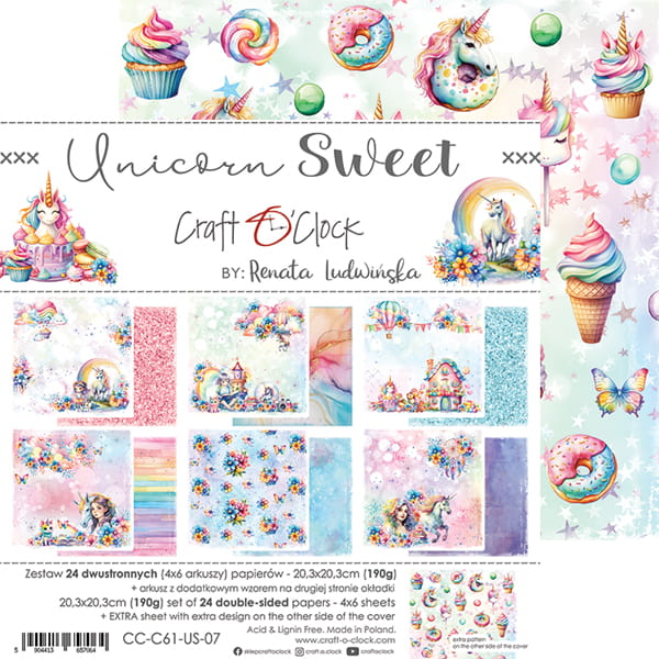 Craft O'Clock - Unicorn Sweet - Paper Pad - 8x8"