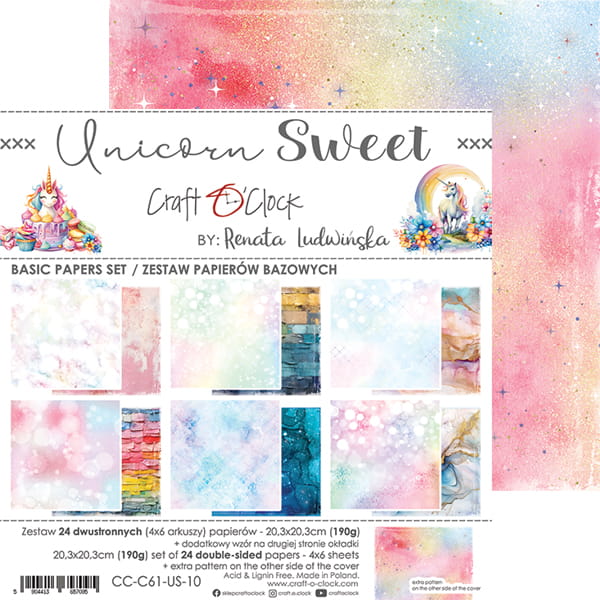 Craft O'Clock - Unicorn Sweet - Basic Paper Pad - 8x8"