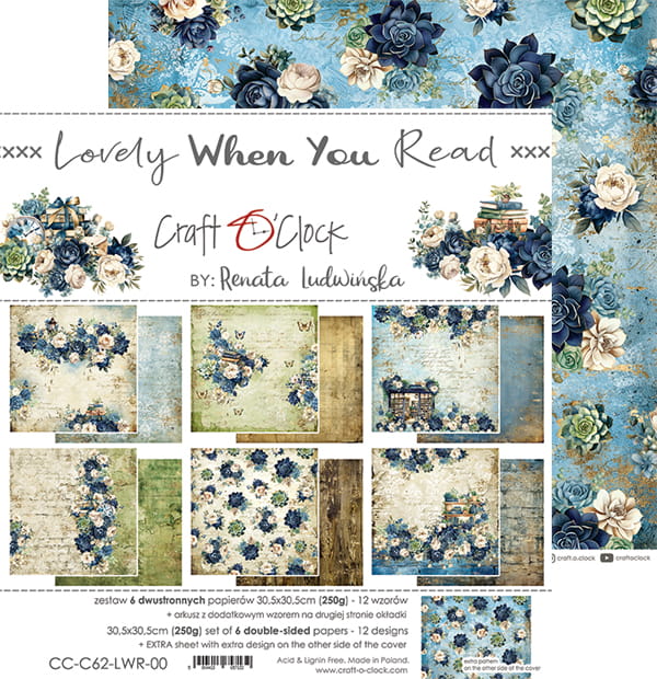 Craft O'Clock - Lovely when you read - Paper Pack -  12 x 12"