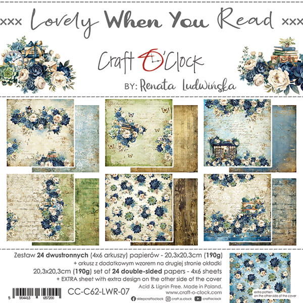 Craft O'Clock - Lovely when you read - Paper Pad - 8x8"