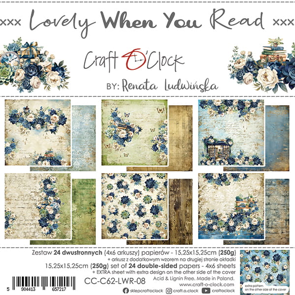 Craft O'Clock - Lovely when you read - Paper Pad - 6x6"