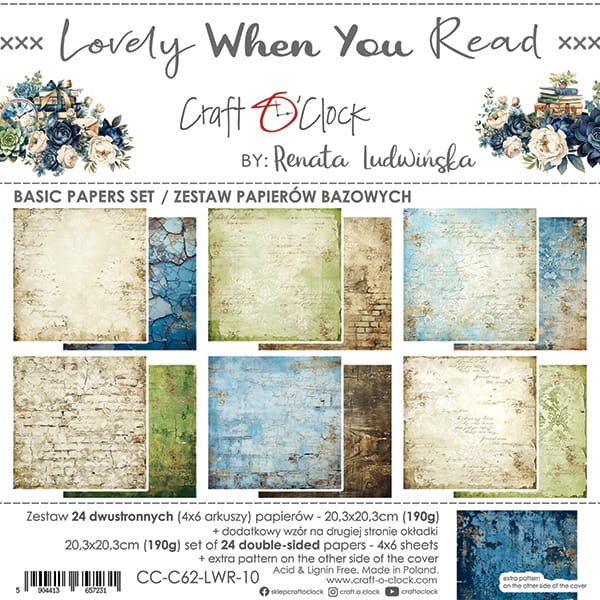 Craft O'Clock - Lovely when you read  - Basic Paper Pad - 8x8"