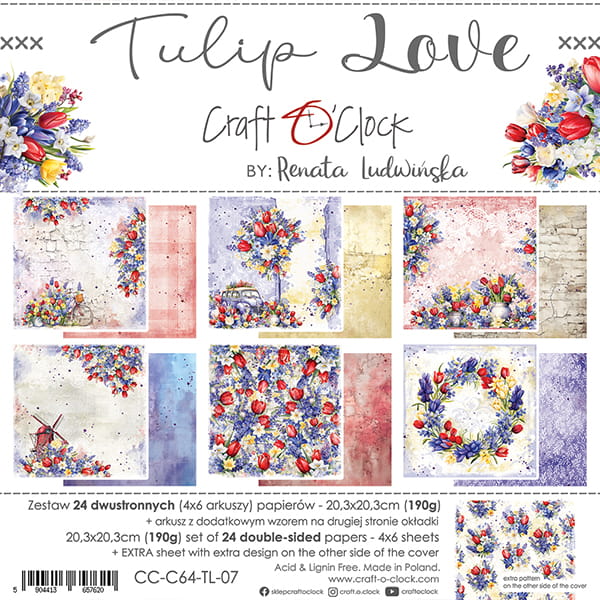 Craft O'Clock - Tulip Love - Paper Pad - 8x8"