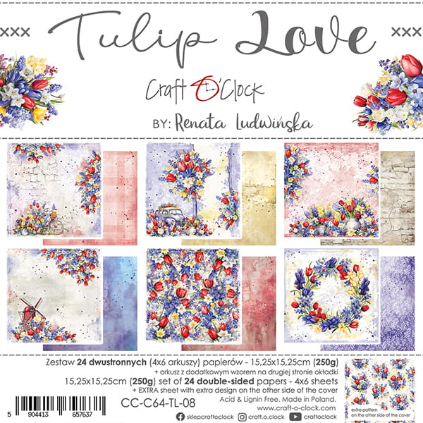 Craft O'Clock - Tulip Love - Paper Pad - 6x6"