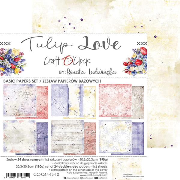Craft O'Clock - Tulip Love  - Basic Paper Pad - 8x8"