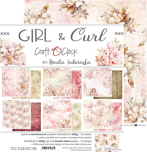 Craft O'Clock - Girl & Curl - Paper Pack -  12 x 12"